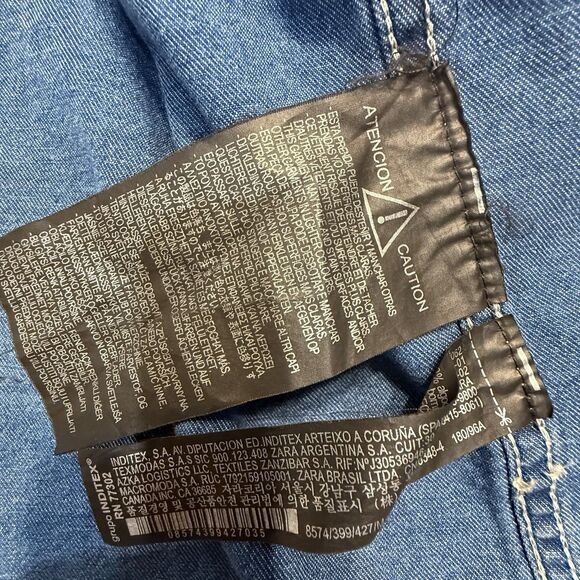 Women’s Denim Pearl Snap Cowboy Western Dark Wash Medium Zara - Picture 11 of 12